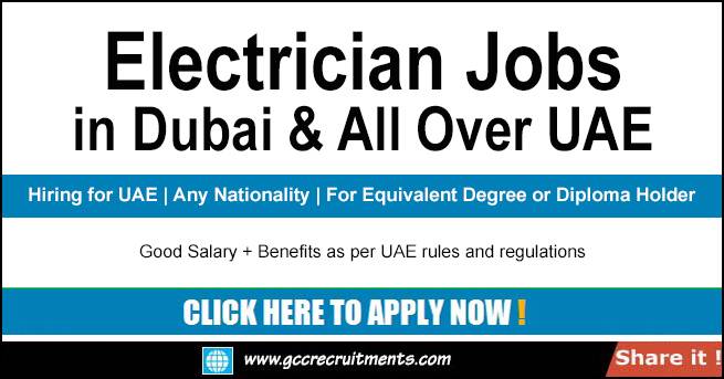 Electrician Jobs in Dubai & All over UAE (Feb 2022)