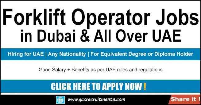 Forklift Operator Jobs in Dubai & All Over UAE
