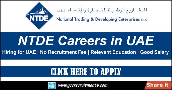 NTDE Group Careers in UAE – Job Vacancies For Freshers